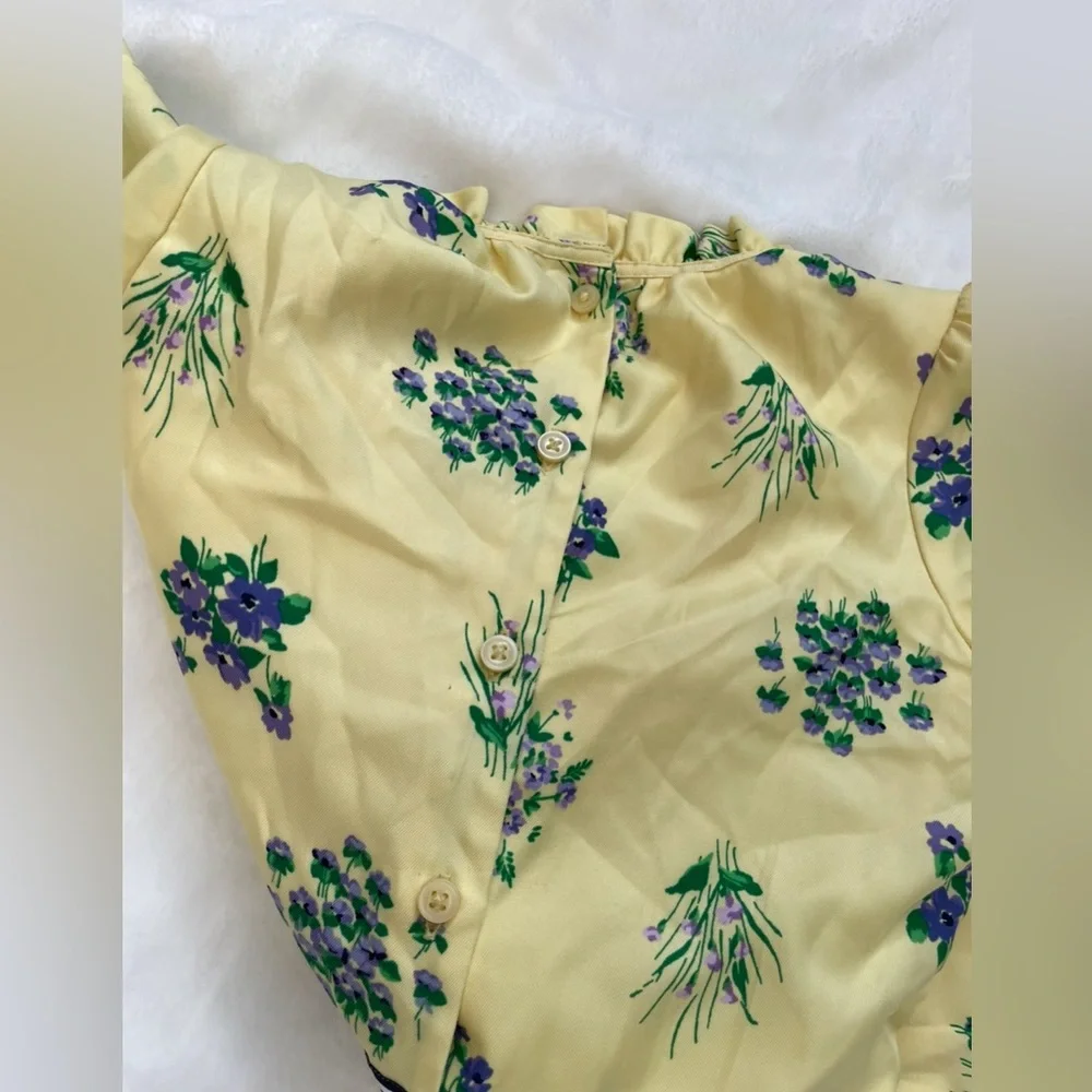 NWOT Janie and Jack Yellow with Purple Floral Patterned Jumpsuit
